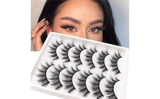Veleasha Eyelashes 3D Faux Mink Lashes Wispy Lightweight Anime Lashes 6 Pairs Pack Cat Eye Lashes (13-19mm)