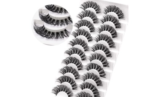 Veleasha Russian Strip Lashes with Clear Band Looks Like Eyelash Extensions D Curl Lash Strips 10 Pairs Pack (DT01)
