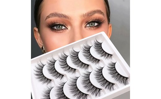 Veleasha Lashes Natural Look Fluffy & Wispy Eye Lashes that Look Like Extensions 6 Pairs Soft False Eyelashes Pack Cat Eye Lashes (Cotton Band | 9-15mm)