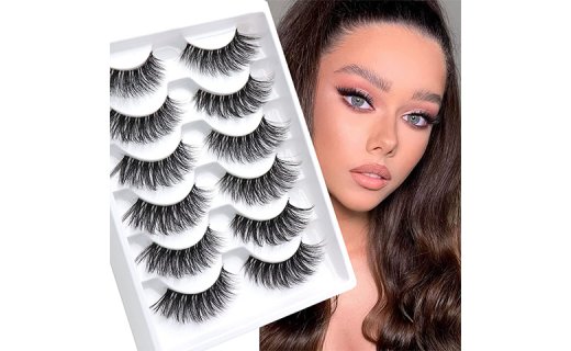 Veleasha False Eyelashes Clear Band Lashes that Look Like Extensions 6 Pairs Pack Invisible Wispy Lashes (8-15mm)