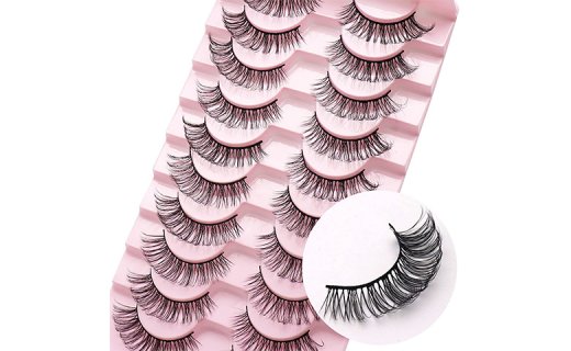 Veleasha Russian Strip Lashes Natural Look DD Curl False Eyelashes Fluffy Wispy Faux Mink Lashes 10 Pairs Pack (D11)