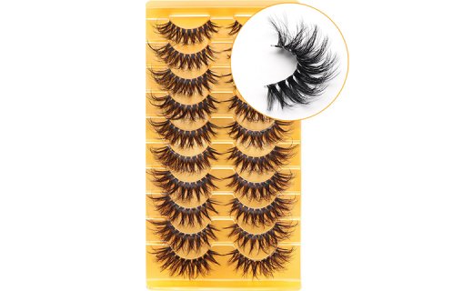 Veleasha Eyelashes with Clear Band Looks Like Eyelash Extensions Wispy D Curl Strips Lashes 10 Pairs Pack (DT16)