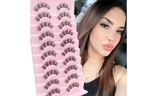 Veleasha Lash Clusters False Eyelashes with Clear Band Looks Like Extensions Natural Look CC Curl Lashes 10 Pairs Pack (DT12)