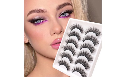 Veleasha False Eyelashes 3D Faux Mink Lashes Fluffy Lightweight Eye Lashes that Look Like Extensions Cat Eye Lashes 6 Pairs Pack (Cotton Band | 8-15mm)