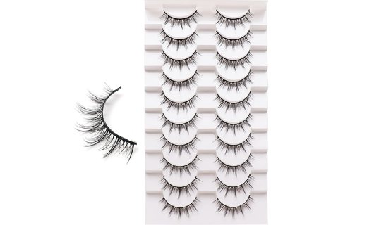 Losha Eyelashes Manga Lashes Natural Look Wispy Fluffy False Eyelashes 10 Pairs Reusable Anime Fake Eye Lashes Pack Like Individual Clusters| NO.393