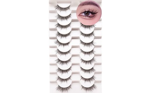 Losha Eyelashes Manga Lashes Wispy Short Faux Mink Lashes Natural Look 10 Pairs Fake Eyelashes Pack Look Like Individual Clusters Extension Lashes| 8D39