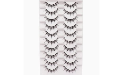 Losha Manga Lashes Natural Look Fluffy False Eyelashes 10 Pairs Durable Faux Mink Lashes Handmade Fake Anime Eye Lashes Pack Like Individual Clusters| BC009