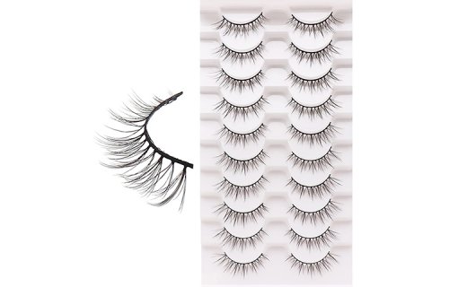 Losha Eyelashes Fluffy Manga Lashes Natural Look Handmade Wispy Faux Mink Lashes 10 Pairs Anime Fake Eye Lashes Look Like Individual Clusters| BC007