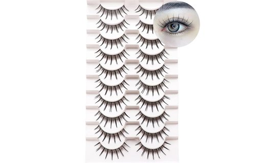 Losha Colored Lashes Blue False Eyelashes Handmade Fluffy Faux Mink Lashes for Cosplay Makeup 4 Pairs Pack| TM-Blue