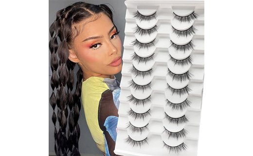 Veleasha False Eyelashes Manga Clusters Individual Eyelashes Anime Wispy Cat Eye Lashes Natural Look 10 Pairs Pack,Short Lashes (8D39)