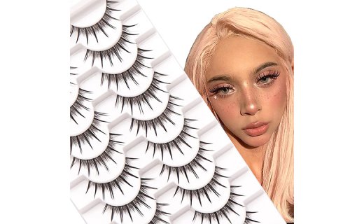 Veleasha Manga Lashes Natural Look Manhua Eyelashes Individual Cluster Lashes Look False Eyelashes Cosplay Lashes 10 Pairs Asian Fake Eyelashes Pack/Babi