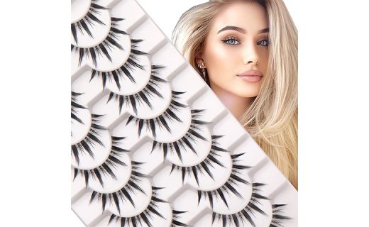 Veleasha Manga Lashes Clusters Individual Eyelashes with Clear Band, Manhua Eyelashes 10 Pairs Pack Anime Lashes/Demon