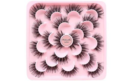 Veleasha False Eyelashes Faux Mink Lashes Fluffy 20MM Volume Thick Eyelashes Crossed Soft Fake Eyelashes 10 Pairs Pack | W33