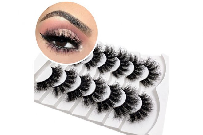 Veleasha False Lashes Super Fluffy Faux Mink Eyelashes 20MM Dramatic Long and Full Fake Eyelashes 7 Pairs Pack Volume Lashes (801)