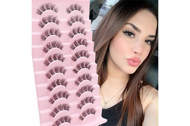 Veleasha Lash Clusters False Eyelashes with Clear Band Looks Like Extensions Natural Look CC Curl Lashes 10 Pairs Pack (DT12)