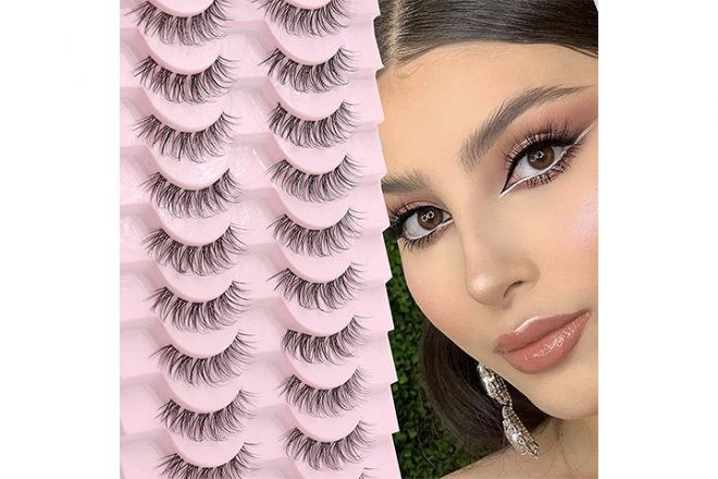 Veleasha Lash Clusters Lashes Natural Look with Clear Band Looks Like Eyelash Extensions CC Curl False Eyelashes 10 Pairs Pack (DT13)