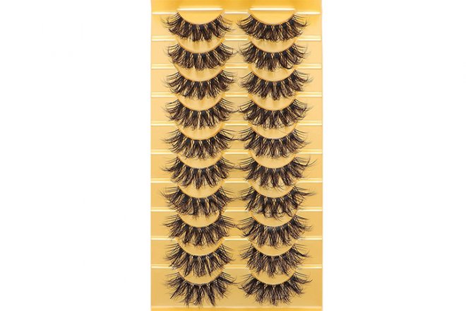 Veleasha Russian Strip Lashes with Clear Band Looks Like Eyelash Extensions D Curl Lash Strips 10 Pairs Pack (DT15)