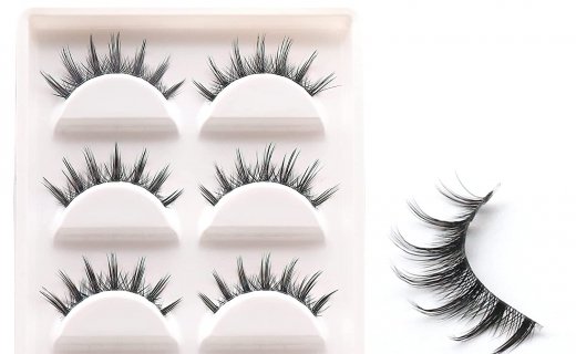 Veleasha Manga Lashes with Clear Band, 5 Pairs Pack False Eyelashes Natural Look Japanese Style Spike Anime Lashes | Style 009