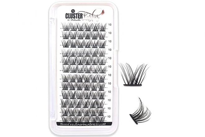 Veleasha Lash Clusters 10MM DIY Lash Extension 72 Clusters Lashes D Curl Volume Individual Lashes Eyelash Clusters Wispy Lashes Extension DIY at Home Eyelash Extension (B09-D,10MM)