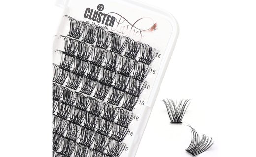 Veleasha Lash Clusters 16MM Lash Extension 72 Clusters Lashes D Curl Individual Lashes Volume False Eyelashes DIY Eyelash Extension at Home Fluffy Lashes Extensions (B11-D,16MM)