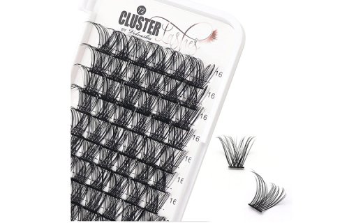 Veleasha Lash Clusters 16MM Lash Extension 72 Clusters Lashes D Curl Individual Lashes Volume False Eyelashes DIY Eyelash Extension at Home Volume Lash Extensions (B10-D,16MM)