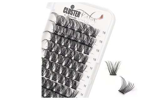 Veleasha Lash Clusters 16MM DIY Lash Extension 72 Clusters Lashes Wispy Individual Lashes D Curl False Eyelashes Extension Eyelash Clusters at Home Volume Lash Extensions (B09-D,16MM)