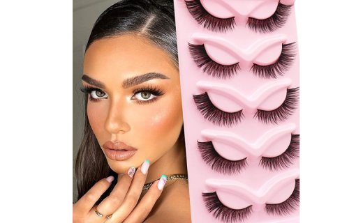 Veleasha Cat Eye Lashes Natural Look False Eyelashes Glam Handmade Wispy Faux Mink Lashes 5 Pairs Pack | Loveliness