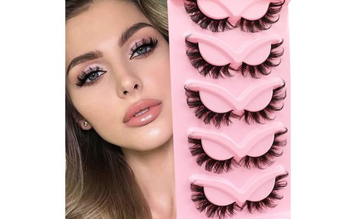 Veleasha Eyelashes Fox Eye Lashes L Curl Fluffy False Eyelashes Dramatic Look 5 Pairs Pack Bratz Cat Eye Lashes that Look Like Extensions | Foxy 01
