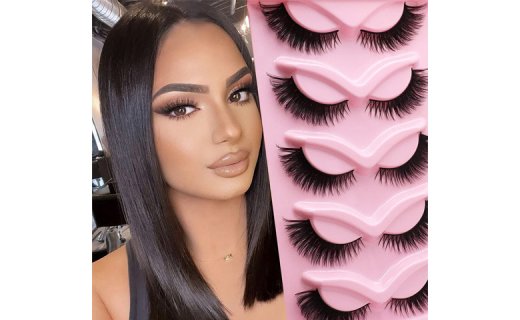 Veleasha Cat Eye Lashes Natural Look 16MM Fox False Eyelashes Gorgeous Wispy Faux Mink Lashes 5 Pairs Pack | Charming