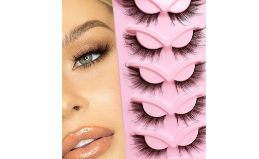 Veleasha Fox Eye Lashes L Curl Fluffy False Eyelashes 5 Pairs Pack Bratz Cat Eye Lashes Wispy & Lightweight Fake Eyelashes for Doll Eye Makeup | Foxy 03