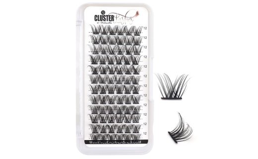 Veleasha Lash Clusters 12MM DIY Lash Extension 72 Clusters Lashes D Curl Soft Individual Lashes Wispy Lashes False Eyelashes Extension DIY at Home Eyelash Extension (B09-D,12MM)