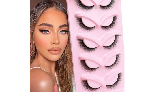 Veleasha Fox Eye Lashes L Curl Fluffy False Eyelashes 5 Pairs Pack Bratz Cat Eye Lashes Wispy & Lightweight Fake Eyelashes for Doll Eye Makeup | Foxy 04