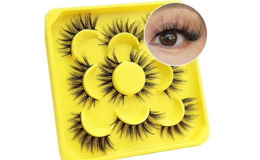 Veleasha Fox Eye Lashes 3D False Eyelashes Natural Look D Curl Fluffy Cat Eye Look Fake Eyelashes 5 Pairs Lashes Pack | W3