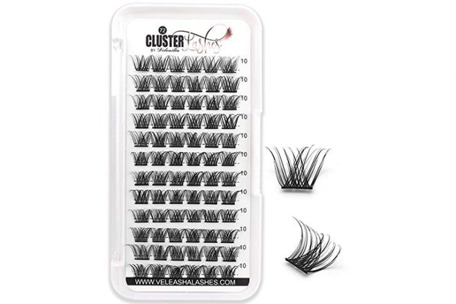 Veleasha Lash Clusters 10MM DIY Lash Extension 72 Clusters Lashes D Curl Individual Lashes Volume False Eyelashes Russian Eyelash Extension at Home Lash Extension Clusters (B10-D,10MM)