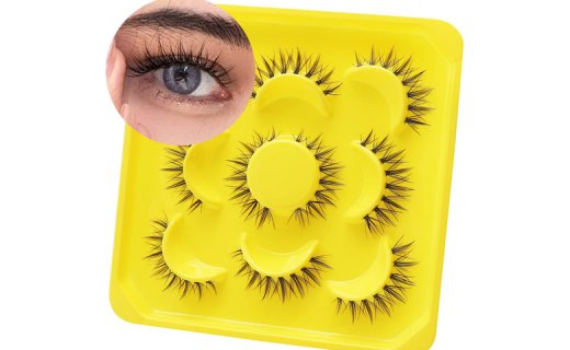Veleasha Manga Lashes Natural Look Clear Band Wispy Lashes Handmade False Eyelashes Asian Anime Lashes Soft Fake Eyelashes Look Like Individual Lashes 5 Pairs Eye Lashes Pack | Center