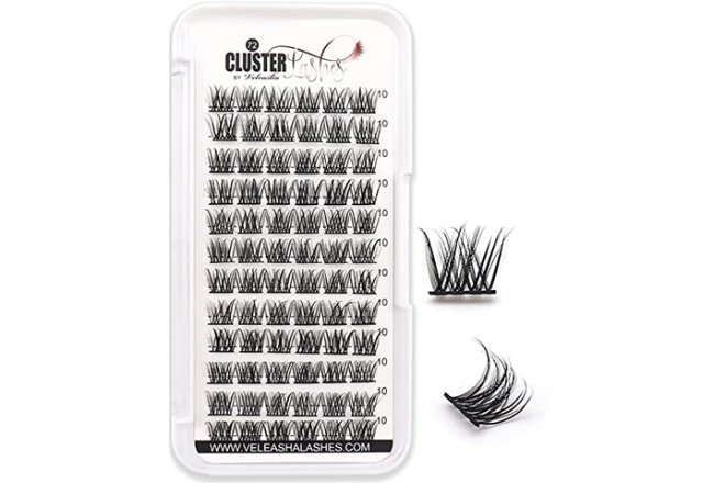 Veleasha Individual Lashes 10MM Lash Clusters 72pcs Lash Extension Volume Clusters Lashes D Curl Eyelash Extension False Eyelashes Soft DIY Eyelash Clusters at Home (B11-D,10MM)