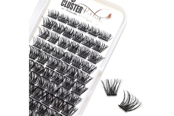 Veleasha Individual Lashes 72pcs Lashes Cluster DIY Lash Extension at Home D Curl Fluffy Volume Fake Lashes Mix Length 8/10/12/14/16mm Soft Cotton Band Lashes Natural Look (B15-D,8-16MM)