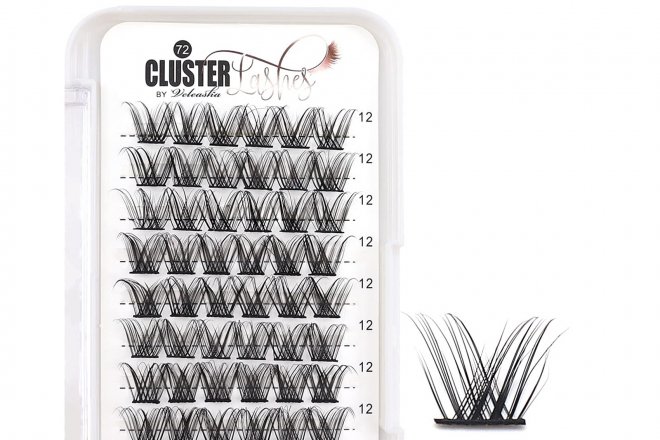 Veleasha Lash Clusters 12MM DIY Lash Extension 72 Clusters Lashes D Curl Soft Individual Lashes Wispy Lashes False Eyelashes Extension DIY at Home Eyelash Extension (B09-D,12MM)