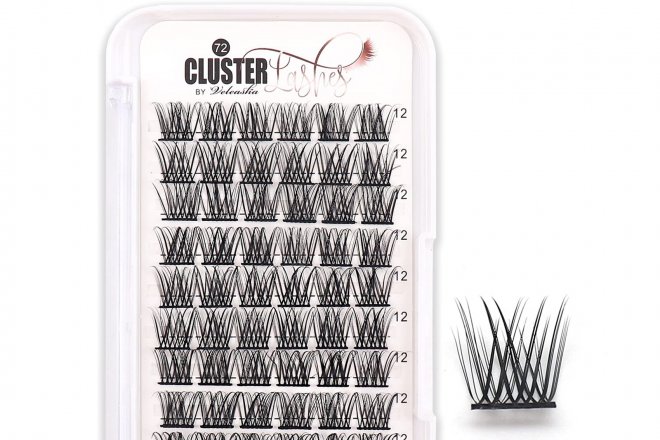 Veleasha Individual Lashes 12MM Lash Clusters 72pcs Lash Extension Volume Clusters Lashes D Curl Eyelash Extension False Eyelashes Soft DIY Eyelash Clusters at Home (B11-D,12MM)