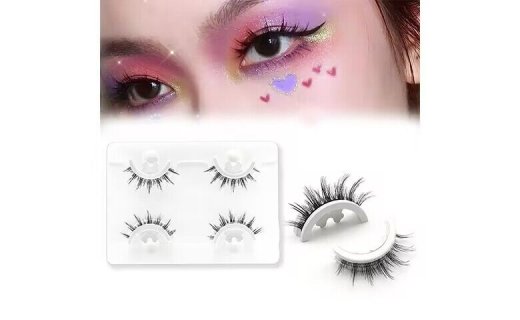 Veleasha Self Adhesive Eyelashes Manga Lashes Natural Look Spiky False Lashes Reusable Adhesive Eyelashes Faux Mink Lashes 2 Pairs Pack (6D75)