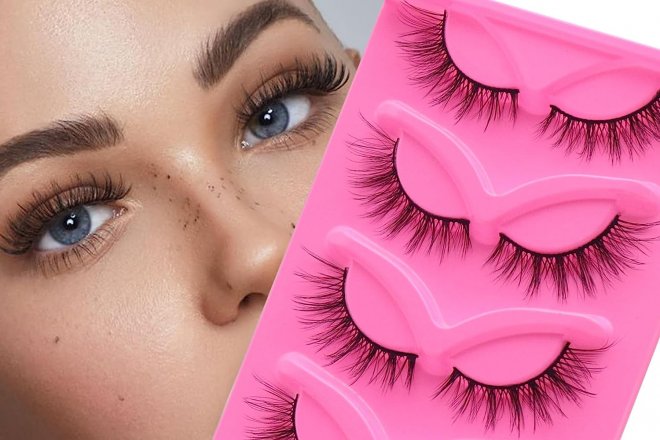 Veleasha Cat Eye Lashes Natural Look Fox False Eyelashes Gorgeous Wispy Faux Mink Lashes 5 Pairs Pack (Fluffy)