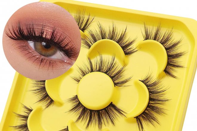 Veleasha Eyelashes Cat Eye Lashes Soft False Eyelashes Lightweight Wispy Lashes Natural Look Fluffy Fake Eyelashes Handmade False Lashes 5 Pairs Eye Lashes Pack | 54