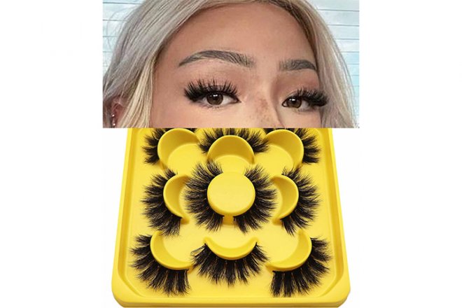 Veleasha False Eyelashes 6D Full&Fluffy Lashes 100% Handmade Fake Eyelashes 5 Pairs Faux Mink Lashes for Gorgeous Eye Makeup | 801