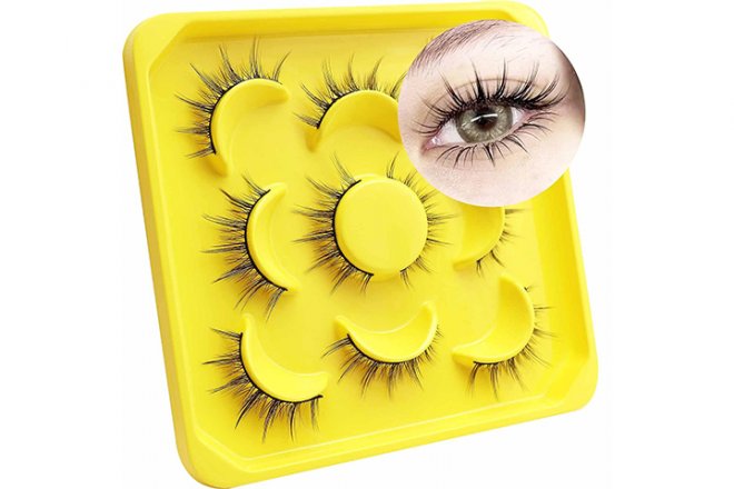 Veleasha Manga Lashes Natural Look Wispy Lashes Anime Eyelashes Lightweight False Eyelashes Look Like Individual Lashes 5 Pairs Fake Eye Lashes Pack | 6D75