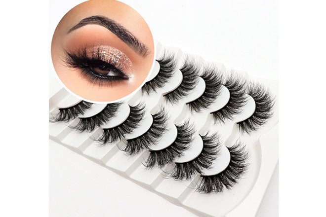 Veleasha False Eyelashes Wispy Faux Mink Lashes Fluffy Handmade Fake Eyelashes Natural Look 7 Pairs Pack Luxury Cat Eye Lashes (804)