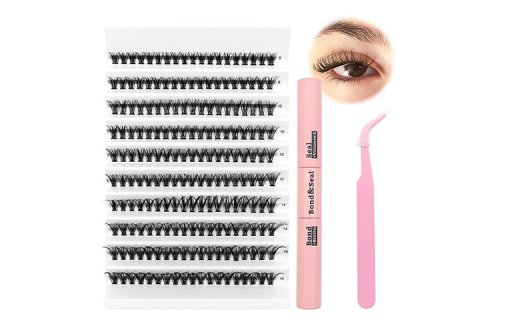 Veleasha Lash Extension Kit 190PCS DIY Individual Lashes with Waterproof Lash Bond and Seal and Lash Tweezers for Lash Extension