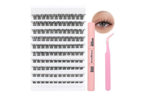 Veleasha Lash Extension Kit 120PCS DIY Lash Clusters with Waterproof Lash Bond and Seal and Lash Tweezers for Lash Extension