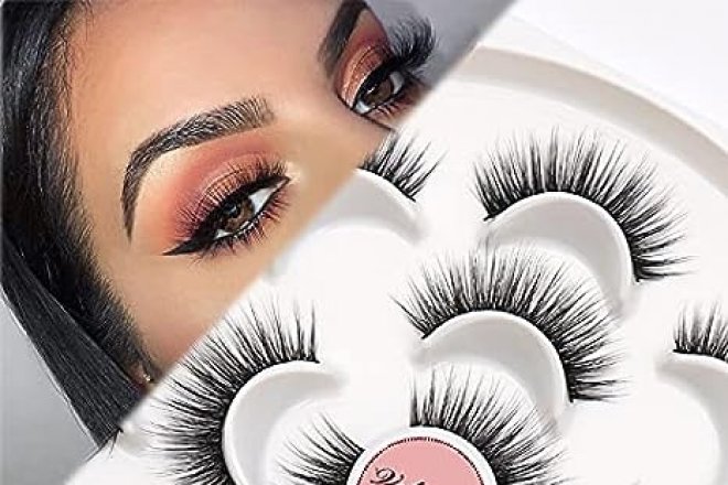 Veleasha Lashes Natural Look Fake Eyelashes Wispy Soft Lightweight False Eyelashes 5D Faux Mink Lashes Pack 7 Pairs (Pretty)