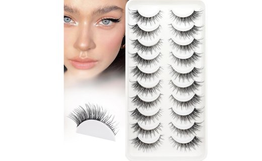 Veleasha Lashes Cat Eye Lashes Wispy & Lightweight False Eyelashes with Clear Band Soft Fake Eyelashes 14mm Faux Mink Lashes