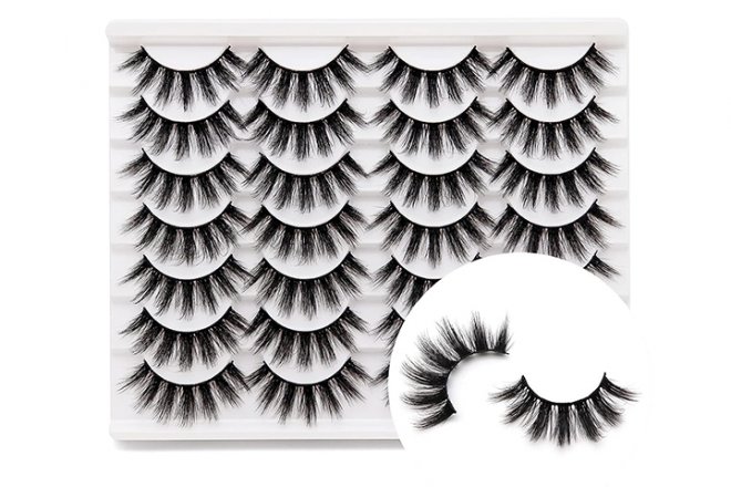 Veleasha Lashes 3D Faux Mink Lashes Fluffy False Eyelashes Natural Look 14 Pairs Lashes Pack Luxury Wispy Fake Eyelashes